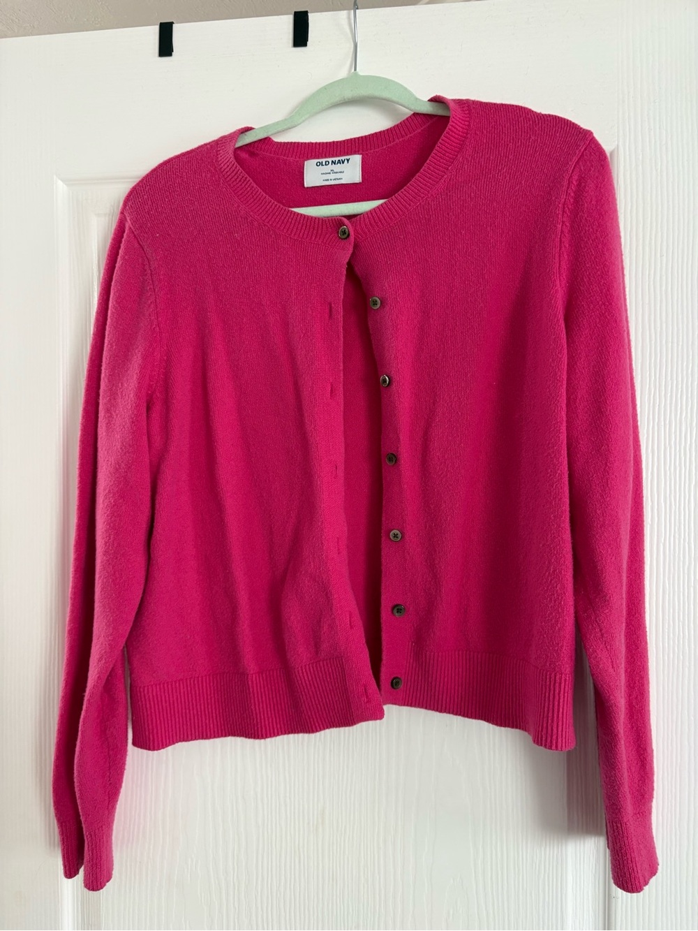Old Navy Bright Pink Crewneck Button Cardigan